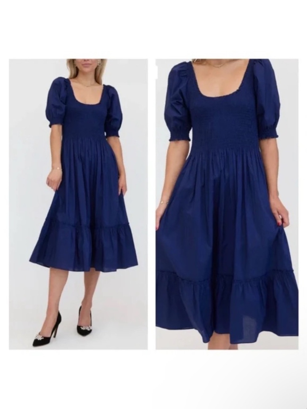 Hill House Louisa Nap Dress-Navy Cotton Size Large